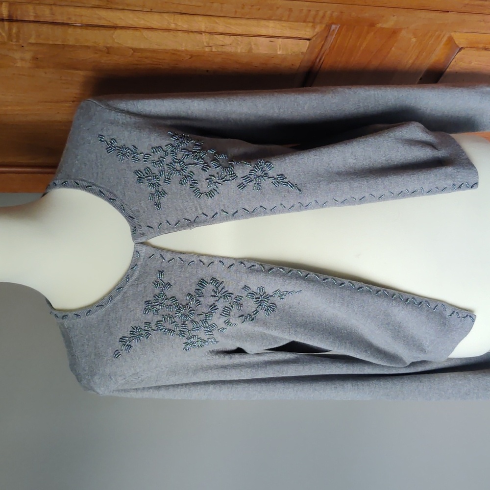 NWOT Women's Alfani Grey Beaded Cardigan, Size M